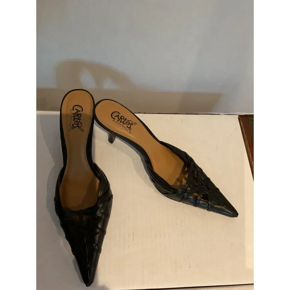 Carlos-Carlos Santana -“Vicious “ - Slim Low Heeled Leather Mules - Brazil - 7M